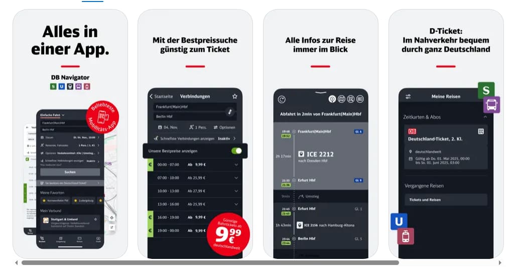 Hauptfunktionen des DB Navigators