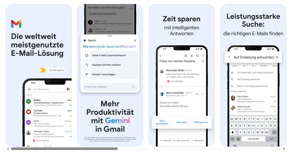 Hauptfunktionen der Gmail App