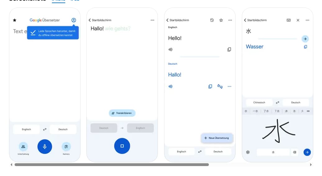 Hauptfunktionen von Google Übersetzer