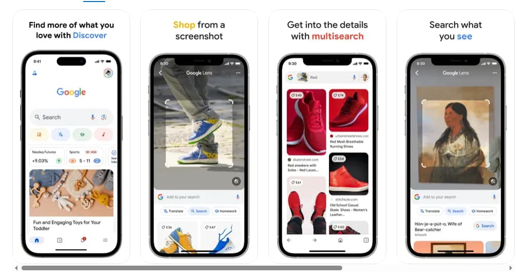 Hauptfunktionen der Google App