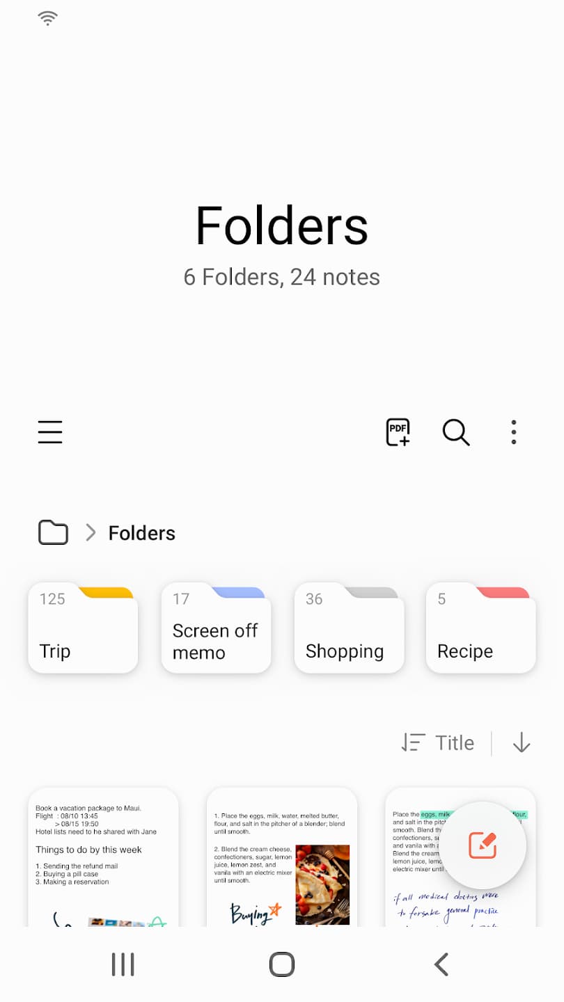 Hauptfunktionen von Samsung Notes