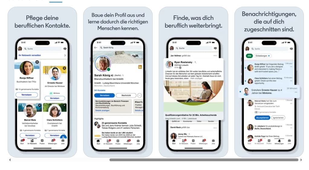Die wichtigsten Funktionen der LinkedIn App