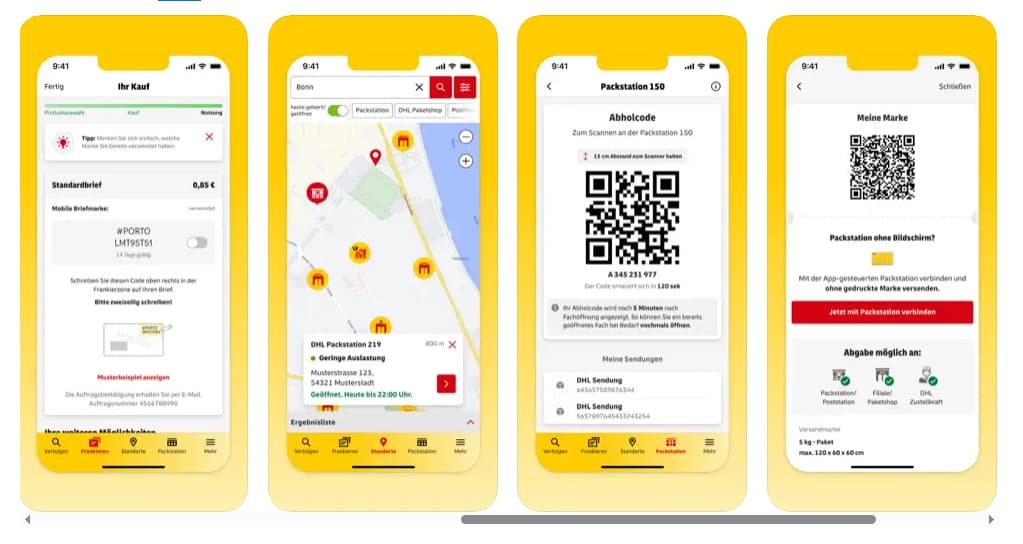 Porto kaufen und Frankieren in der App