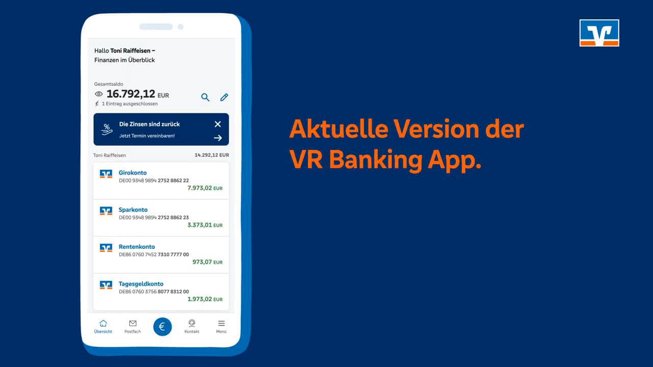 Zentrale Funktionen der VR Banking App im Überblick